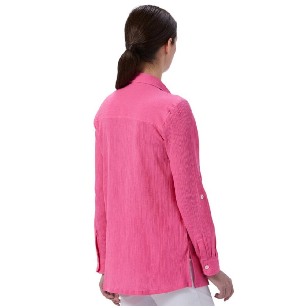 Appleseed's Solid Deep Rose Crinkle Cotton Button… - image 8